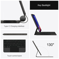 Casing Keyboard Magnetik Terapung Laudtec dengan Lampu Latar, Penutup Keyboard Nirkabel Kontrol Cerdas Untuk Samsung Tab S9 FE Plus