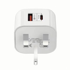 20W A+C Dual Usd Power <b>Adapter</b> UK <b>Plug</b> Fast Charging Cell Phone Charger - Product Image 2