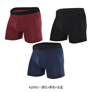 Pantaloncini da uomo intimo Boxer slip in cotone personalizzato con Logo sportivo in tinta unita <span class=keywords><strong>gambe</strong></span> <span class=keywords><strong>aperte</strong></span> mosche per biancheria intima taglie forti per gli uomini - Product Image 4