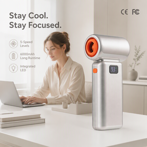 Ventilateur portable multifonction 6000 mAh, 5 vitesses, lumière LED, batterie de secours, <span class=keywords><strong>mini</strong></span> ventilateur turbo de refroidissement - Product Image 1