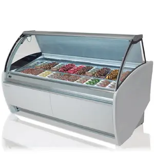 Pan shape round square gelato display cabinet ice cream show case freezer showcase ice cream with glass door