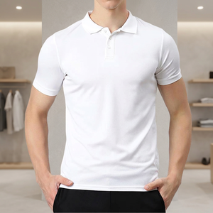 Polo pour hommes à manches courtes rouge, 100 % coton de haute qualité, technique brodée, respirant, tricoté uni, vente en gros - Product Image 3