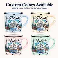 Mug à café en céramique souvenir de Finlande, Europe, motif mignon de renne aurore, design pour mug en grès, personnalisable OEM ODM, vente en gros