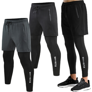 Pantalones Cortos Deportivos 2 en 1 para Hombre con Logotipo Personalizado, Leggings de Compresión, Secado Rápido, Poliéster y Spandex, Bolsillo con Cremallera para Entrenamiento en el Gimnasio - Product Image 1