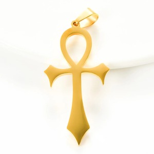 Petit collier pendentif croix Ankh égyptienne ancienne en acier inoxydable, style rétro, argent, or, noir, amulette porte-bonheur de prière catholique, bijou - Product Image 5