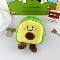 Porte-monnaie en forme d'avocat Kawaii, porte-clés, sac de rangement pour écouteurs, câbles USB et rouges à lèvres, pendentif porte-clés, jouet en peluche