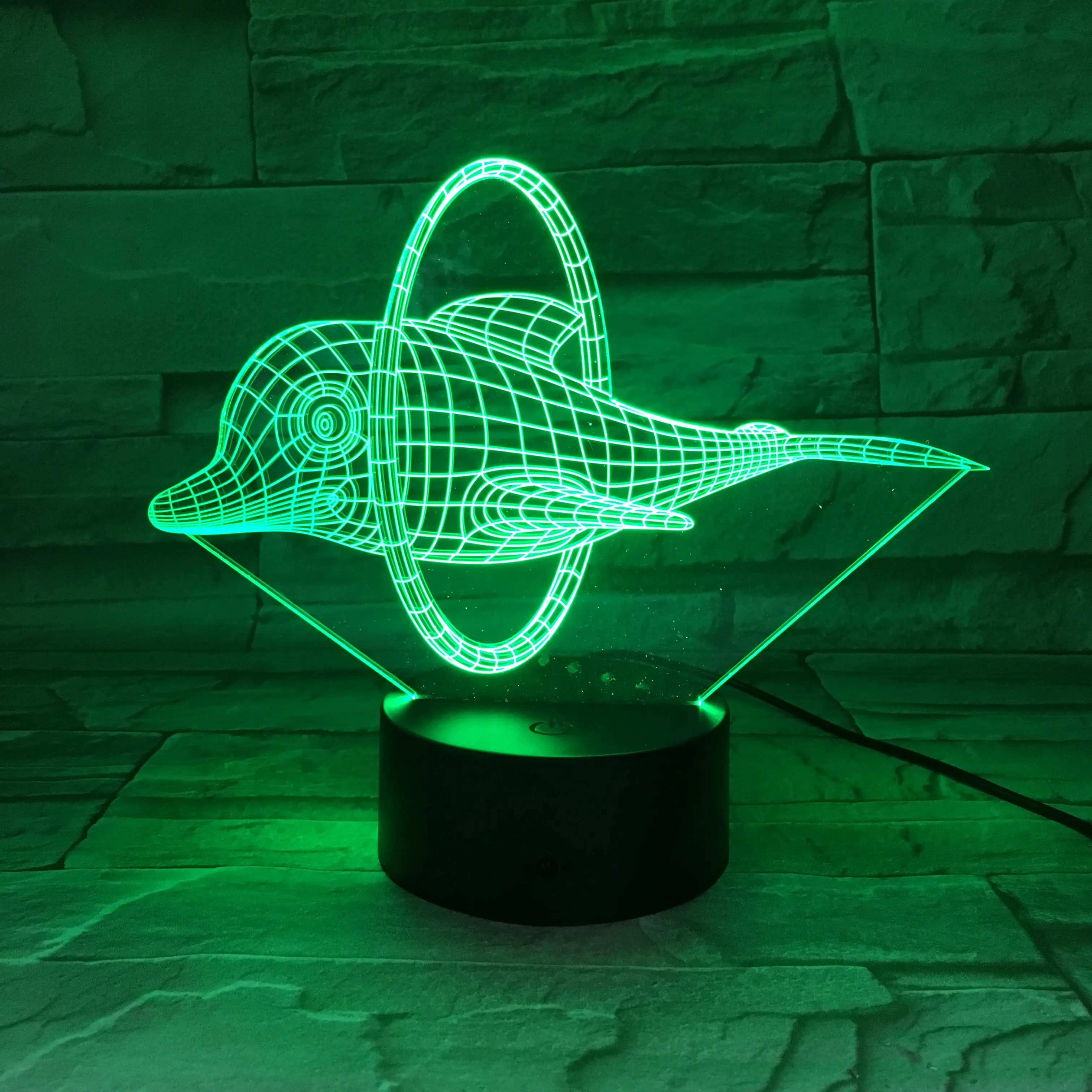 Luz noturna led dolphin acrílico 3d, lâmpada ilusão para festa de aniversário presentes