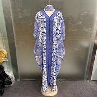 Nouvelle Tendance : Kaftan Boubou Ethnique Ample à Col en V, Imprimé Africain Noir et Blanc, en Polyester Infroissable, avec Dentelle, Grande Taille, Élégant pour Soirée