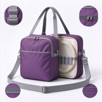Sac à bandoulière pour pique-nique avec deux compartiments zippés, porte-ustensiles et poignées de transport pour le camping, les voyages et les repas en plein air