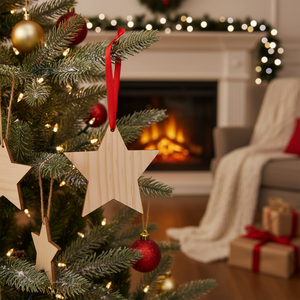 Woostar natale palla & albero ornamenti in legno pubblicità stella - Product Image 3
