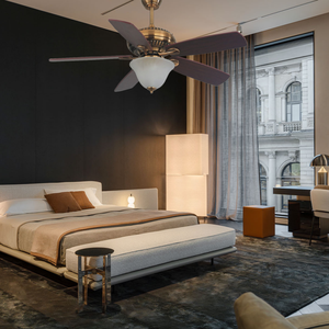 Ventilateur de plafond classique pour la décoration de la maison avec lame de couleur en plastique ABS ou en bois et plafonnier à éclairage LED avec ventilateur - Product Image 5