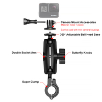 Takenoken Go Pro Ensemble d'accessoires pour appareil photo Clip de guidon en aluminium pour moto et vélo et supports de support pour rétroviseur
