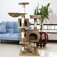Arbre à chat tout-en-un avec structure d'escalade et lit pour chat, en panneau de densité, 120 cm, gain de place, grande taille, hauteur extensible, pour usage domestique