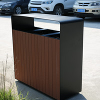 Mobilier d'extérieur Poubelle en bois Poubelle classée Poubelle à l'extérieur de la rue Parc Tri des déchets Poubelle à poussière de recyclage commerciale