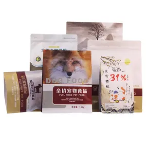 Resealable Frozen Packaging Side Gusset Mylar Bag Disposable for Animal Feeding Dog Food Dry Snack 20kg Package PE Heat Seal