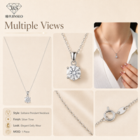 Collier pendentif en moissanite, argent 925, coupe ronde, couleur D, chaîne scintillante, luxe léger, minimaliste, pour femme, cadeau quotidien