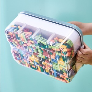 Boîte de <span class=keywords><strong>rangement</strong></span> pour jouets en plastique rectangulaire, créative, pour organiser les blocs de construction, bac de tri, conteneur compartimenté - Product Image 5