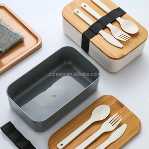 Boîte à bento portable la plus tendance, étanche, en bois, avec couvercle en <span class=keywords><strong>bambou</strong></span> et couverts, en <span class=keywords><strong>fibre</strong></span> <span class=keywords><strong>de</strong></span> plastique, pour adultes - Product Image 5