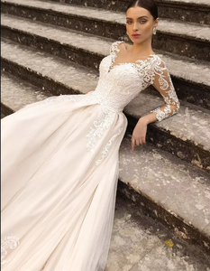 Robe de mariée légère Mori 2024 été nouvelle mariée Simple dentelle <span class=keywords><strong>Sexy</strong></span> voyage <span class=keywords><strong>Photo</strong></span> petit Tulle traînant pour avoir l'air mince - Product Image 1