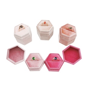 Sweet box design hexagonal velvet ring box for girl gift packaging custom jewelry packaging & display