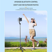 Trépied 3-en-1 de 1,7 m pour téléphone, en acier inoxydable, avec télécommande sans fil pour photographie mobile et perche à selfie