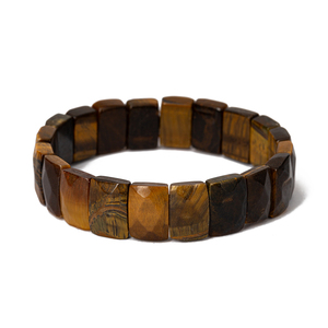 Véritable bracelet semi-précieux en cristal de roche extensible à facettes de 16mm 7.5 pouces unisexe