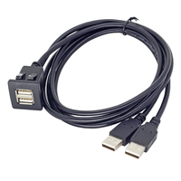 Cable de extensión dual USB 2,0 macho a hembra para puertos de cargador de Cable USB de montaje empotrado para tablero de coche cuadrado
