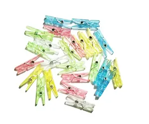 25MM size transparent colorful plastic clamps 30pcs plastic clips in transparent pp box sewing document clips