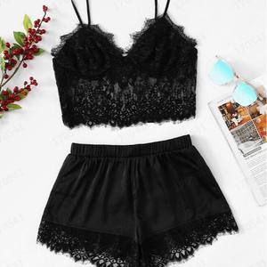 Europäisch-Amerikanischer Stil Imitat-Seiden-Trägerkleid Prinzessinnen-Nachthemd Sexy Zweiteiliges Dessous Nachtwäsche Homewear ODM Dobby-Stoff - Product Image 5