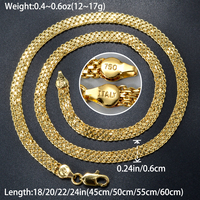 Vente en Gros Collier Chaîne Milanaise Tressée en Cuivre Plaqué Or 18 Carats 750 d'Italie Tendance pour Femme