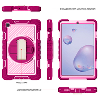 Étui de protection robuste pour Samsung Galaxy Tab A8.4 avec béquille pliable, sangle de maintien, protection contre les chocs et anti-chute