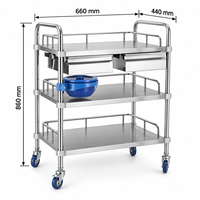 Chariot de traitement hospitalier en acier inoxydable, chariot médical mobile, organisateur d'instruments pour les salles de soins et les cliniques
