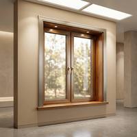 FSC-Zertifiziertes Holzrahmen-Fenster mit Argon-Gas-Mehrschichtverglasung und Aluminiumverkleidung für Moderne Villen, Büros und Wohnhäuser