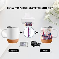 Vente en gros de 400ml de tasses en céramique de sublimation blanc mat avec couvercle de tasse en liège isolé et anti-éclaboussures