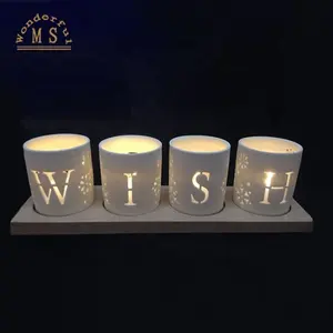 4pcs Modern Wish Hollow Porzellan Tee licht Kerzenhalter Glas weiß Docht Kerzen glas Kerzenhalter für Urlaub Vovit Kerze