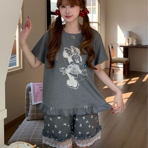 Set Estivo da <span class=keywords><strong>Donna</strong></span> in Cotone Antibatterico con Stampa <span class=keywords><strong>Minnie</strong></span> Cartoon, 2 Pezzi, Maniche Corte e Pantaloncini con Bordi Arricciati - Product Image 3