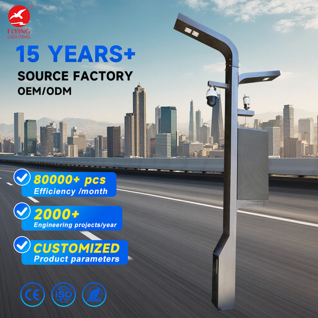 Quality Factory Wholesale Smart LED Street Light Pole Camera CCTV IP65 Waterproof Aluminum Construction Anti-UV Coating 15-35M