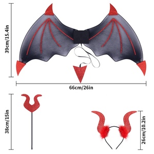 Ensemble de costume de diable d'Halloween, ailes de diable maléfiques, bâton de diable, accessoires de costume de cornes de diable pour fête de cosplay - Product Image 2