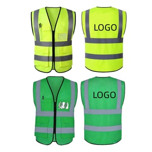 Chaleco de Seguridad con Logotipo Personalizado, Chaleco de Seguridad Industrial de Alta Visibilidad, Color Verde Fluorescente, Ropa de Trabajo, Chaleco de Seguridad Vial de Malla - Product Image 1