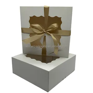 Wholesale custom square paper exquisite birthday gift packaging with window for dessert biscuits and cookies bakery cake boxes