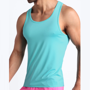 Camisetas sin mangas atléticas personalizadas para hombre fabricadas directamente de fábrica de alta calidad de talla grande de punto Stringer Casual bordado de encaje - Product Image 3