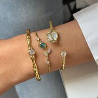 Bracelet Tulipe Vintage Plaqué Or Resoul, Charme Fleur de Luxe en Zircon, Bracelets Joncs pour Femme, Ensemble de Bijoux Tendance, Vente en Gros