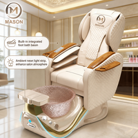 Fauteuil de pédicure électrique en cuir Mason 2026 avec lampe LED 7 couleurs et ensemble spa – Siège inclinable réglable de luxe pour salon de manucure et pédicure, marque Mason