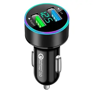 Pengisi daya mobil USB tipe C, pengisian daya Cepat USB Tipe C 58.5W QC3.0 PD 36W indikator LED untuk iPhone Samsung iPad Macbook Laptop