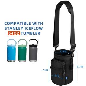 <b>Water</b> <b>Bottle</b> <b>Carrier</b> Bag <b>with</b> Phone Pocket for Stanley IceFlow 40/64oz Tumbler Insulated <b>Water</b> <b>Bottle</b> Holder Pouch <b>with</b> <b>Strap</b> - Product Image 3