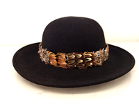 Chapeau Fedora Cowboy avec Bordure en Plumes de Coq et Franges, Ruban de Couture pour Hommes et Femmes, Accessoire de Costume et de Coiffure