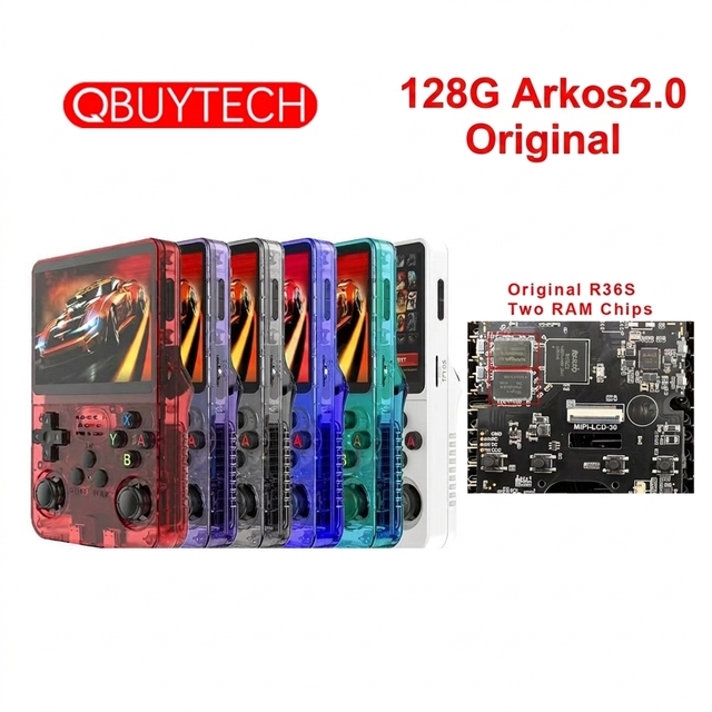 Original Genuine Arkos2.0 R36S 128G 3.5 Inch Retro Handheld Game Players Open Source Pocket Linux Gaming Console PS1 PSP 15000+