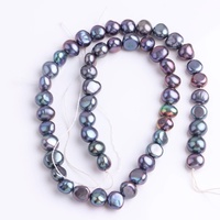Perles d'eau douce baroques de 6 mm, teintes en noir, qualité AAA, haute brillance, perles cultivées naturelles, perles en vrac, bracelet, collier, DIY