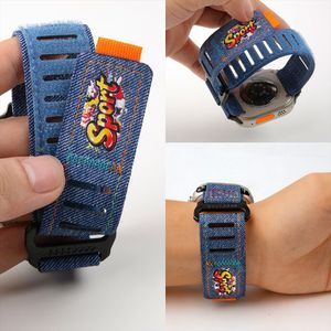 Correa de reloj Denim Graffiti compatible con <span class=keywords><strong>Apple</strong></span> <span class=keywords><strong>Watch</strong></span>, correa deportiva transpirable - Product Image 1