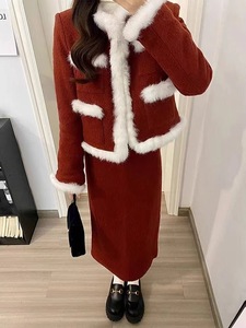 Completo Rosso da Donna - Stile Elegante per <span class=keywords><strong>Capodanno</strong></span>, Tessuto in Nylon/Cotone, Lunghezza Sopra il Ginocchio, Set Due Pezzi - Product Image 4